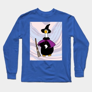 Halloween Goose Witch Conjuring Up Duck Long Sleeve T-Shirt